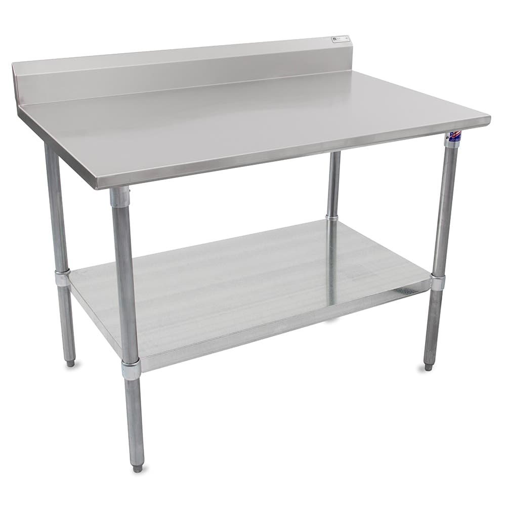 John Boos ST6R5-3096GSK-X 96" 16 ga Work Table w/ Undershelf & 300 Series Stainless Top, 5" Backsplash
