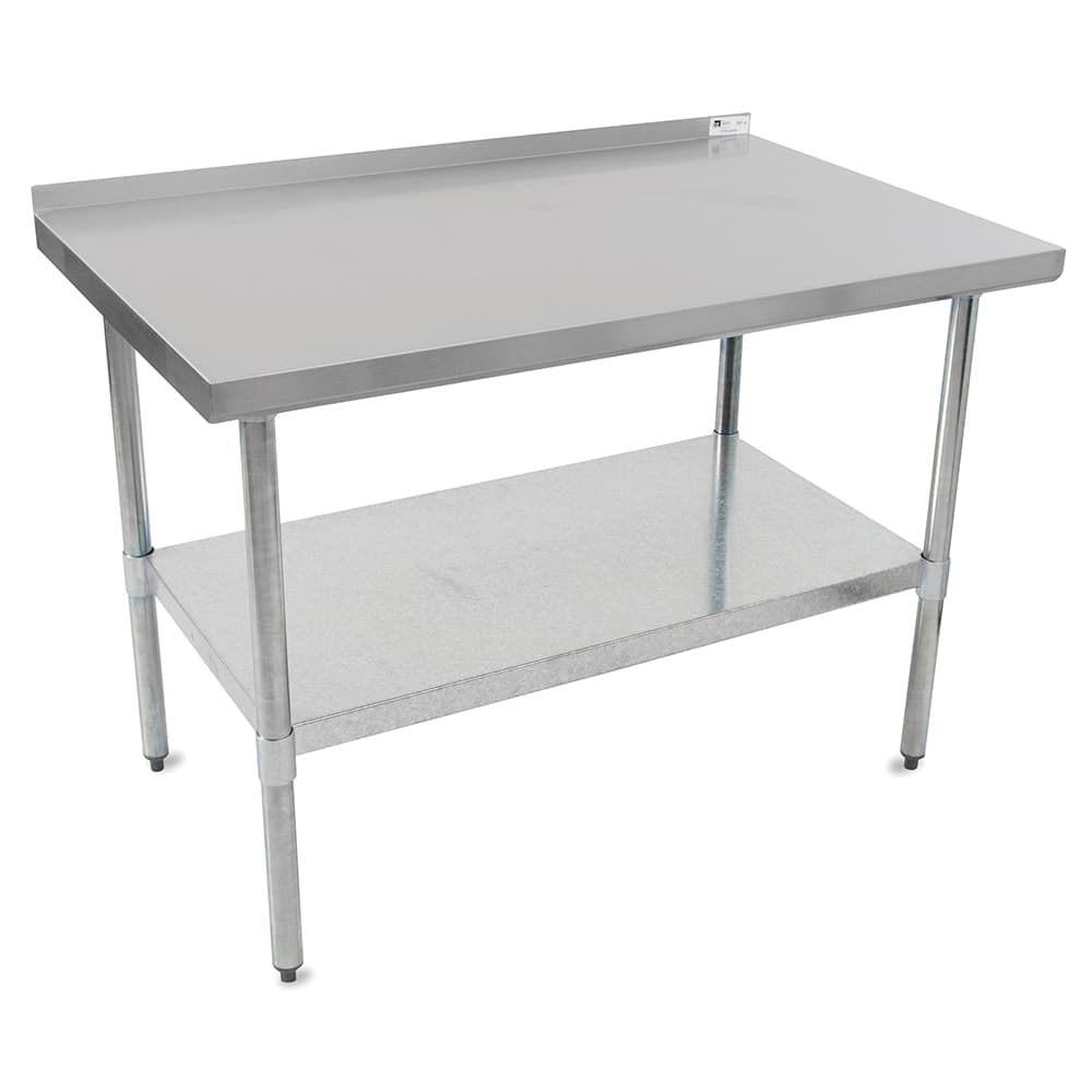John Boos UFBLG3630 36" 18 ga Work Table w/ Undershelf & 430 Series Stainless Top, 1 1/2" Backsplash