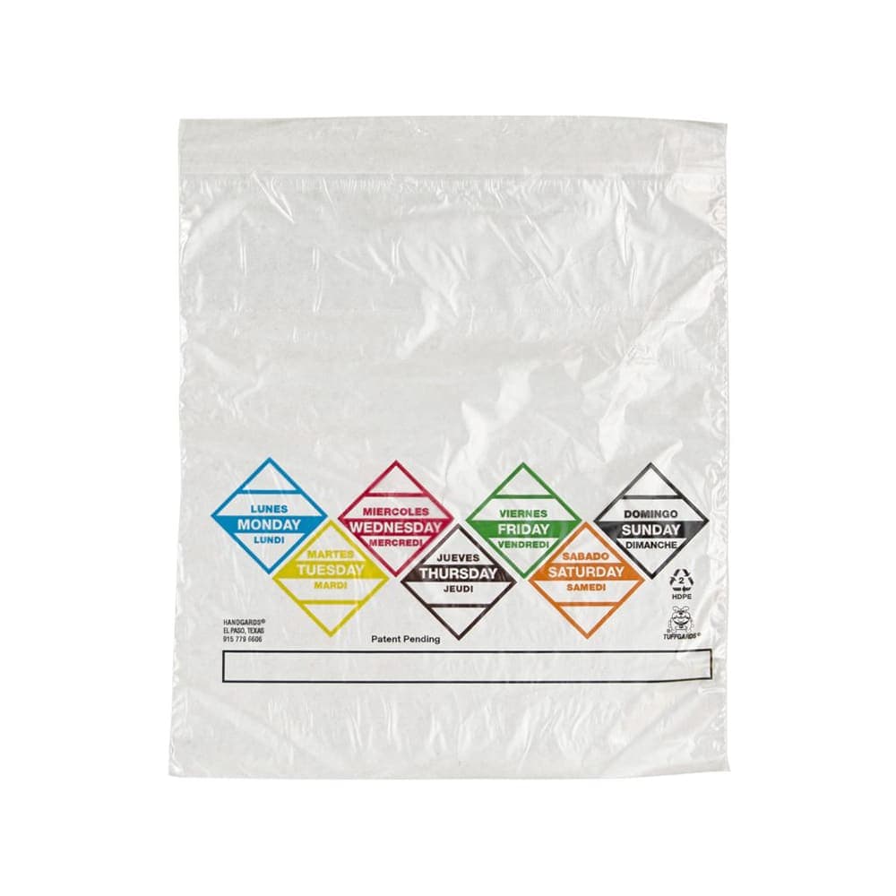 Handgards Tuffgards Printed Saddle Pack Preportion Bag - Weekly, 6 1/2" x 7", HDPE (303679817)