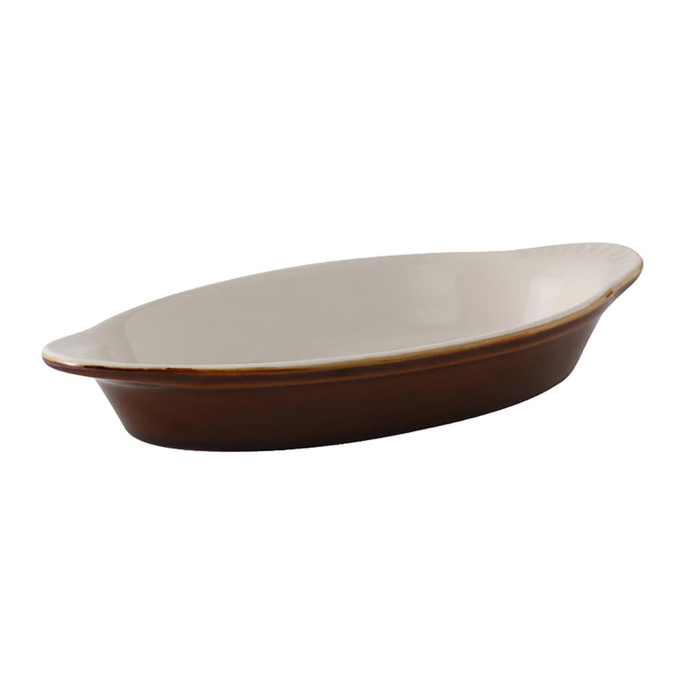 Tuxton B1N-080 8 oz. Oval, Ceramic Welsh Rarebit, Brown