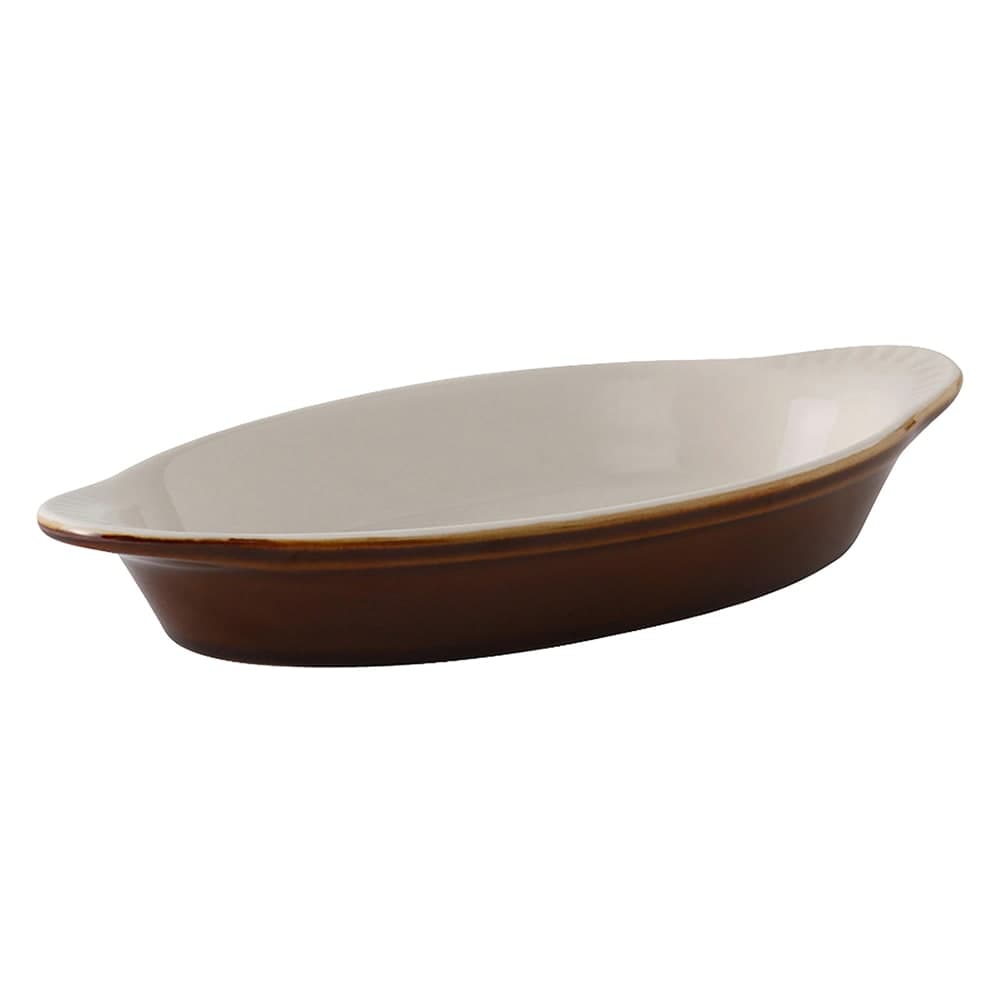 Tuxton B1N-150 17 oz. Oval, DuraTux®© Welsh Rarebit - Ceramic, Caramel/Eggshell
