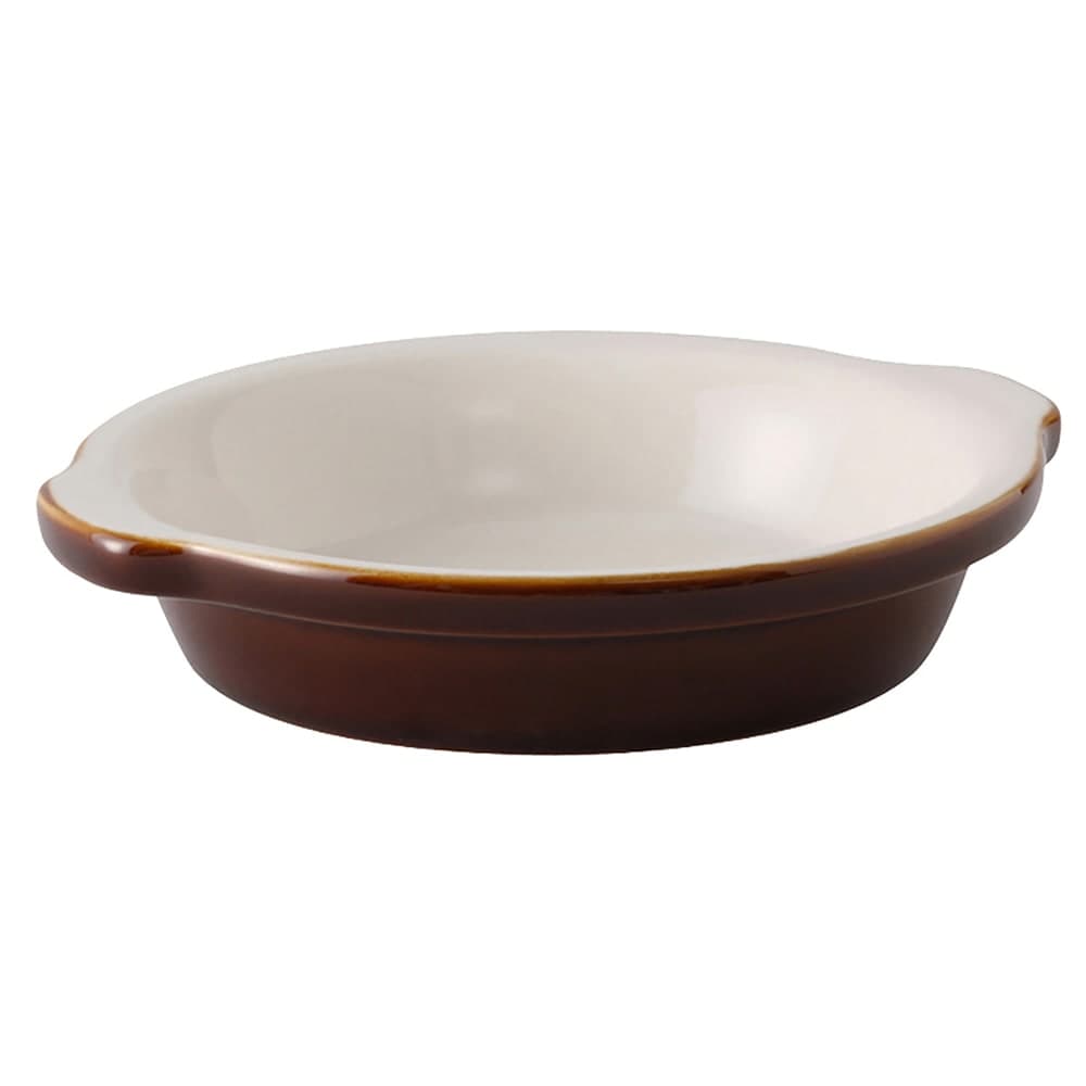 Tuxton B1N-2003 20 oz. DuraTux®© Au Gratin Dish - Ceramic, Caramel/Eggshell