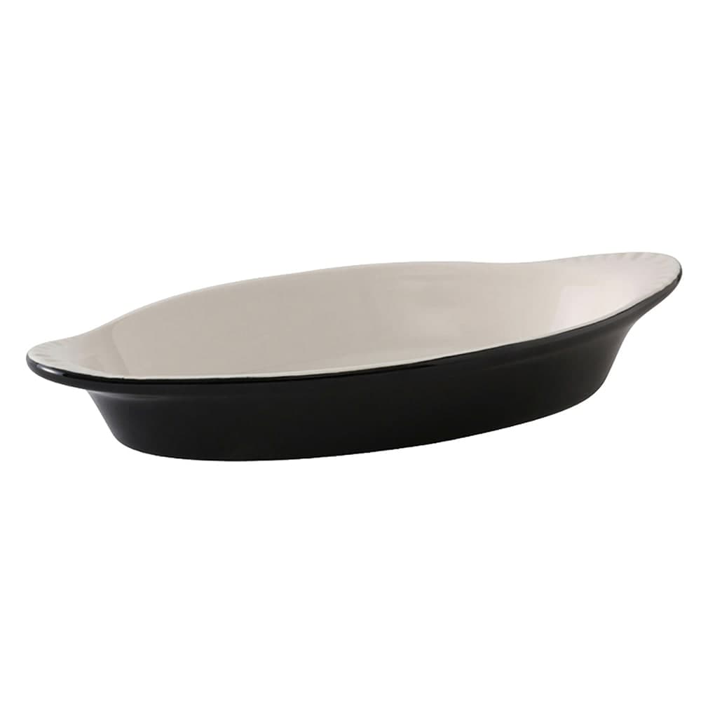 Tuxton B4N-080 8 oz. Oval, DuraTux®© Welsh Rarebit - Ceramic, Black/Eggshell