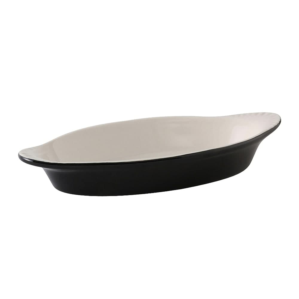 Tuxton B4N-120 12 oz. Oval, DuraTux®© Welsh Rarebit - Ceramic, Black/Eggshell