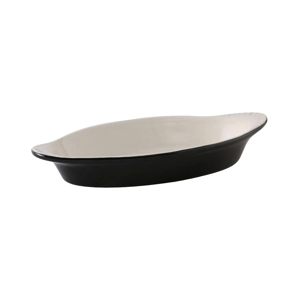 Tuxton B4N-150 17 oz Oval DuraTux®© Welsh Rarebit - Ceramic, Black/Eggshell