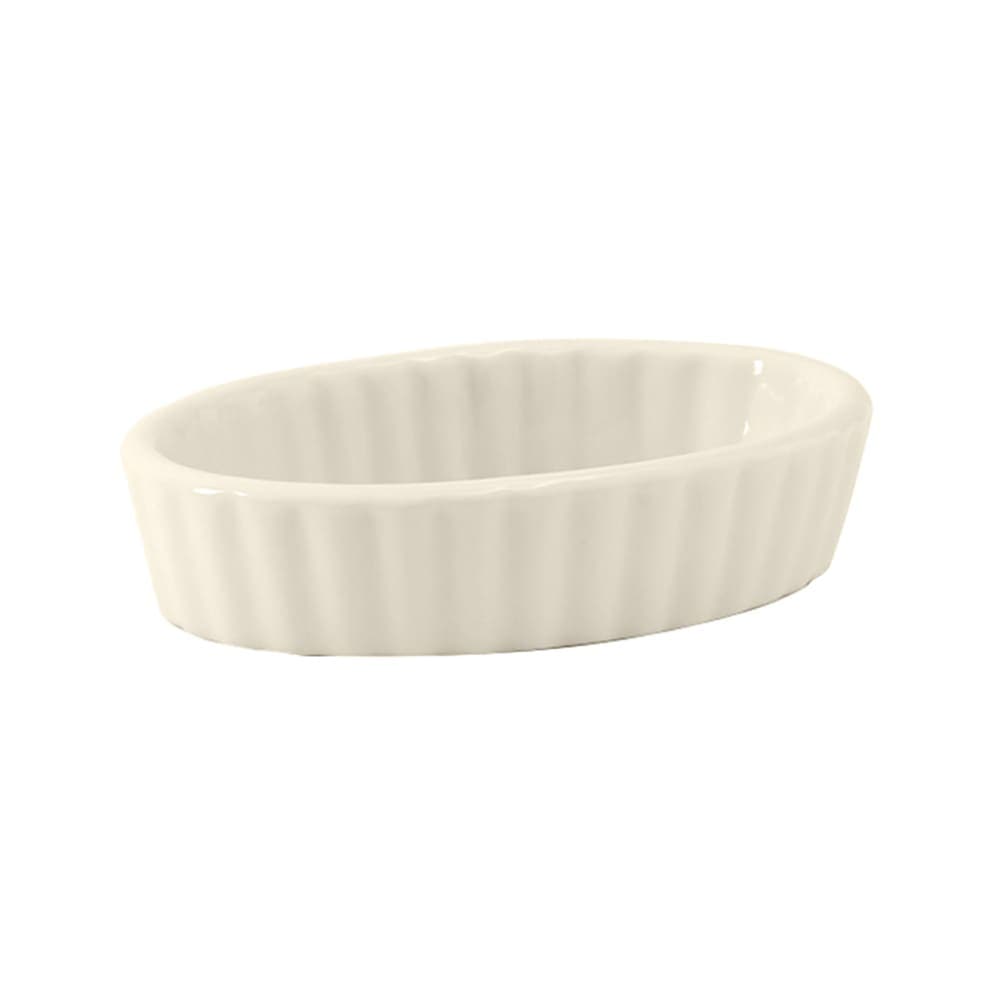 Tuxton BEK-0306 3 oz Oval DuraTux®© Crème Brulee Dish - Ceramic, Eggshell