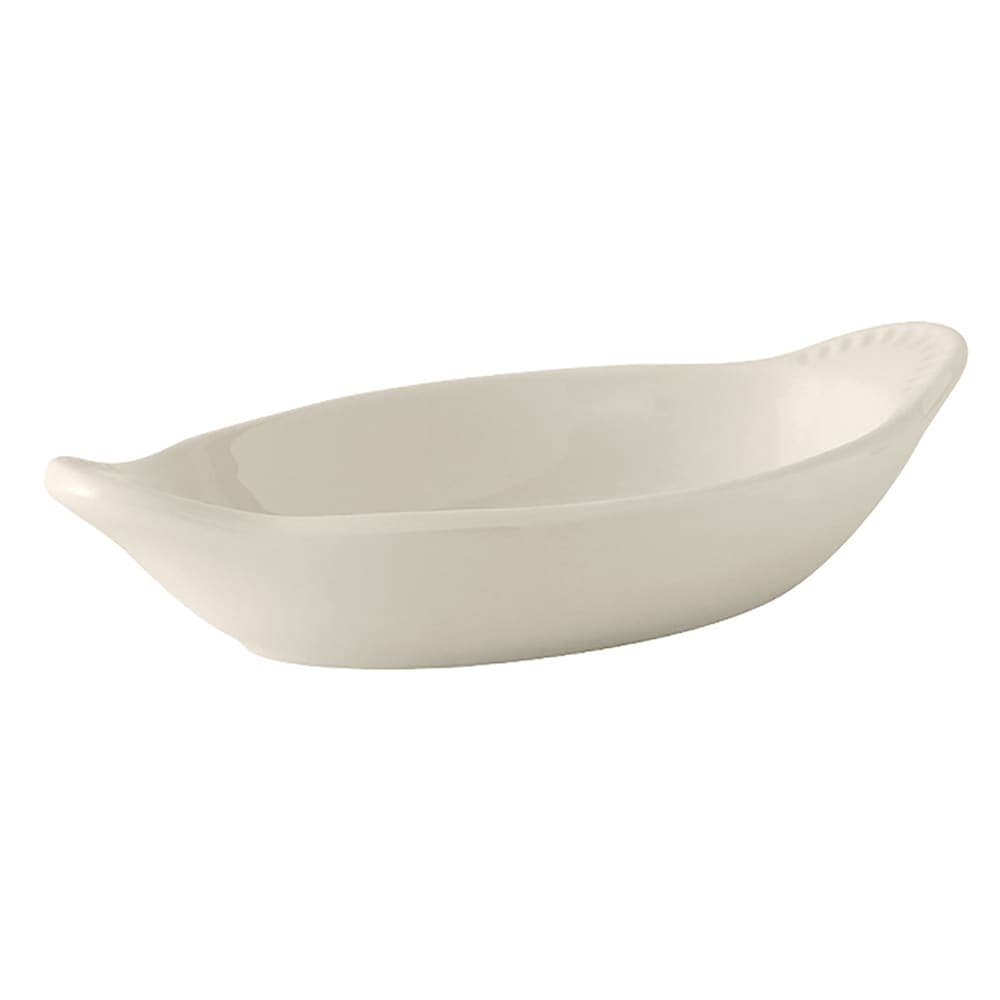 Tuxton BEN-045 4-1/2 oz. Oval, DuraTux®© Welsh Rarebit - Ceramic, American White/Eggshell