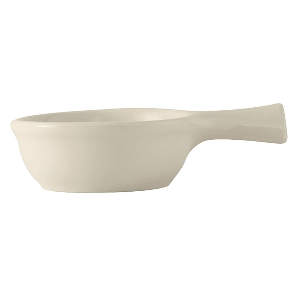 Tuxton BES-0902 9 oz French Casserole Dish w/ Handle - Ceramic, American White