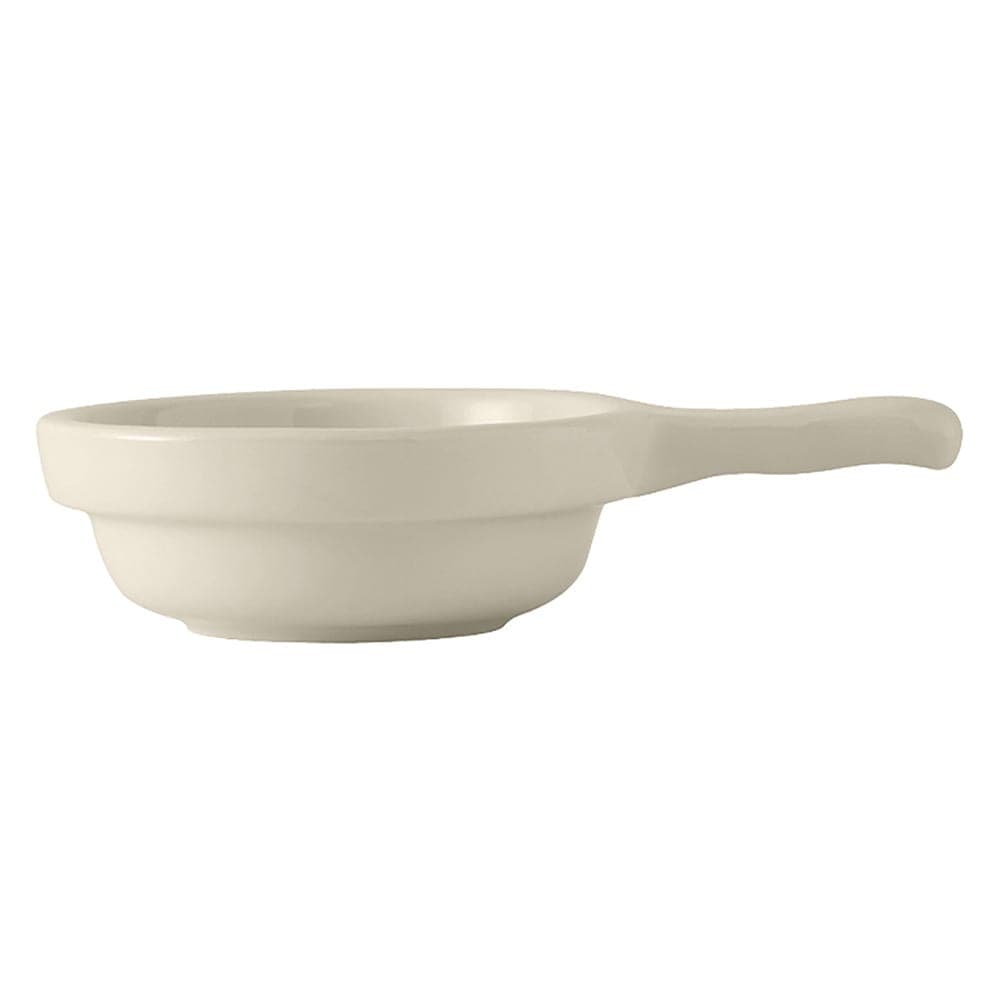 Tuxton BES-1002 10 oz French Casserole Dish w/ Handle - Ceramic, American White