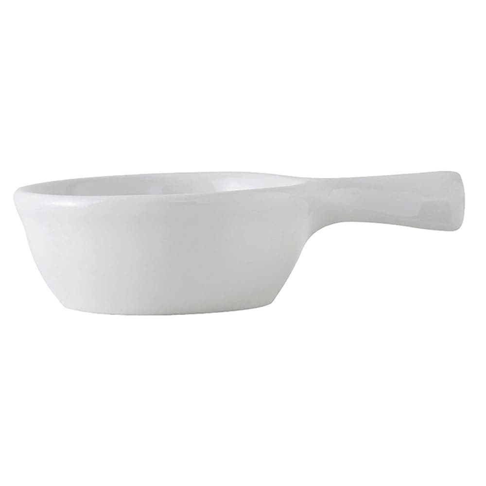 Tuxton BPS-0902 9 oz French Casserole Dish w/ Handle - Ceramic, Porcelain White