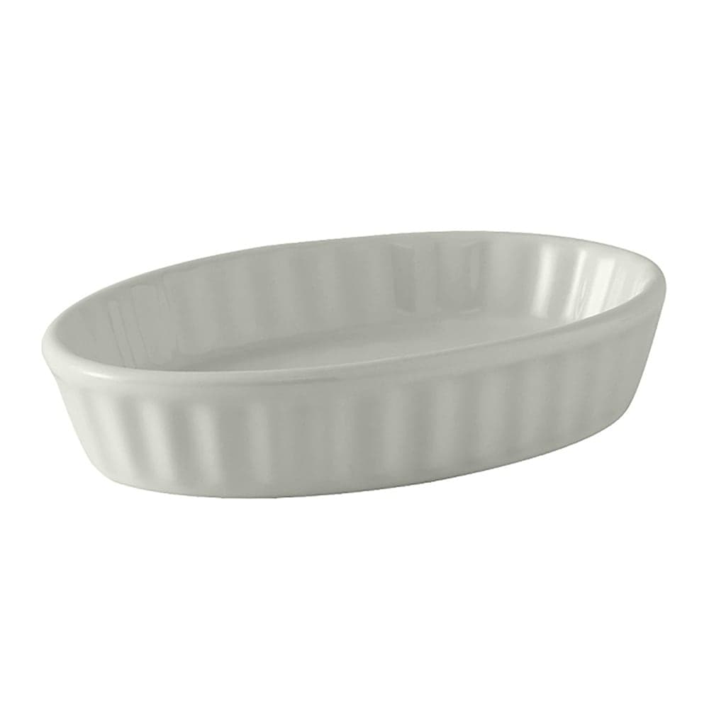 Tuxton BWK-0602 6 oz Oval Creme Brulee Dish - Ceramic, White