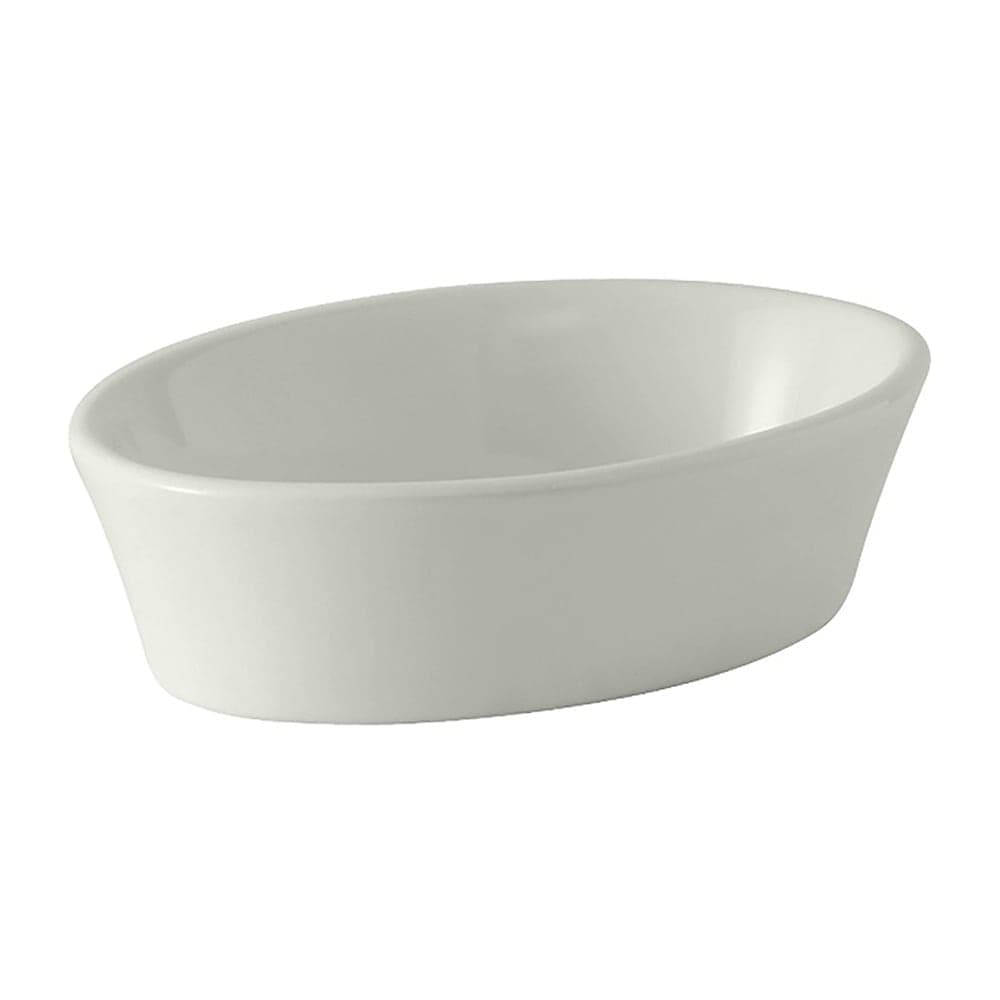 Tuxton BWK-100 10 oz. Oval, Ceramic Baking Dish, White
