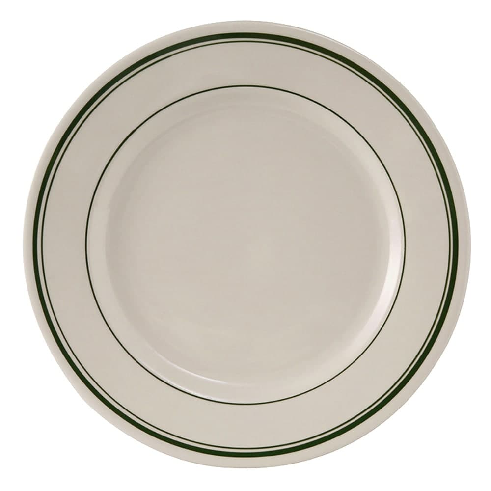 Tuxton TGB-007 7 1/8" Round Green Bay Plate - Ceramic, American White