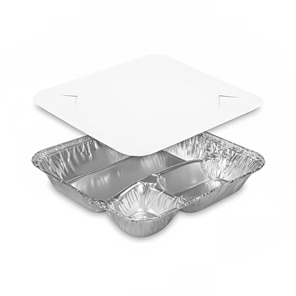 Handi-Foil Oblong Pan w/ Board Lid - 10" x 9 9/32", Aluminum Foil (2345-35-250W)