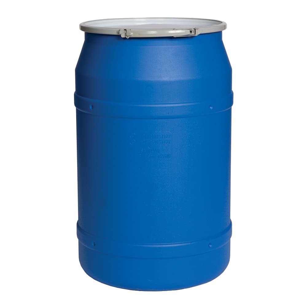 Eagle Manufacturing 55 gal Open Head Poly Drum w/ Lever Lock Band Closure, Blue (1656MB)