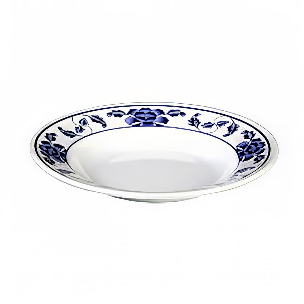 Thunder Group 1109TB 9 1/4" Round Lotus Soup Plate - Melamine, White/Blue