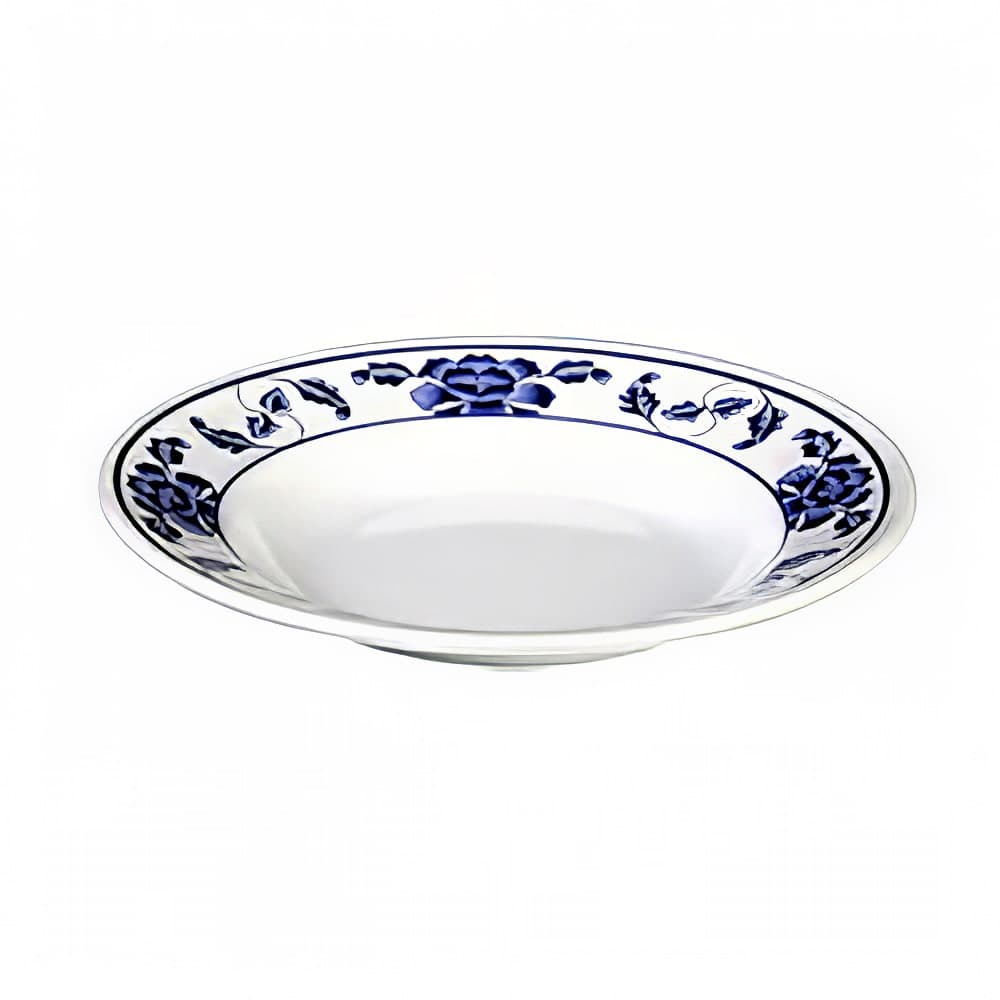 Thunder Group 1110TB 10 3/8" Round Lotus Soup Plate - Melamine, White/Blue