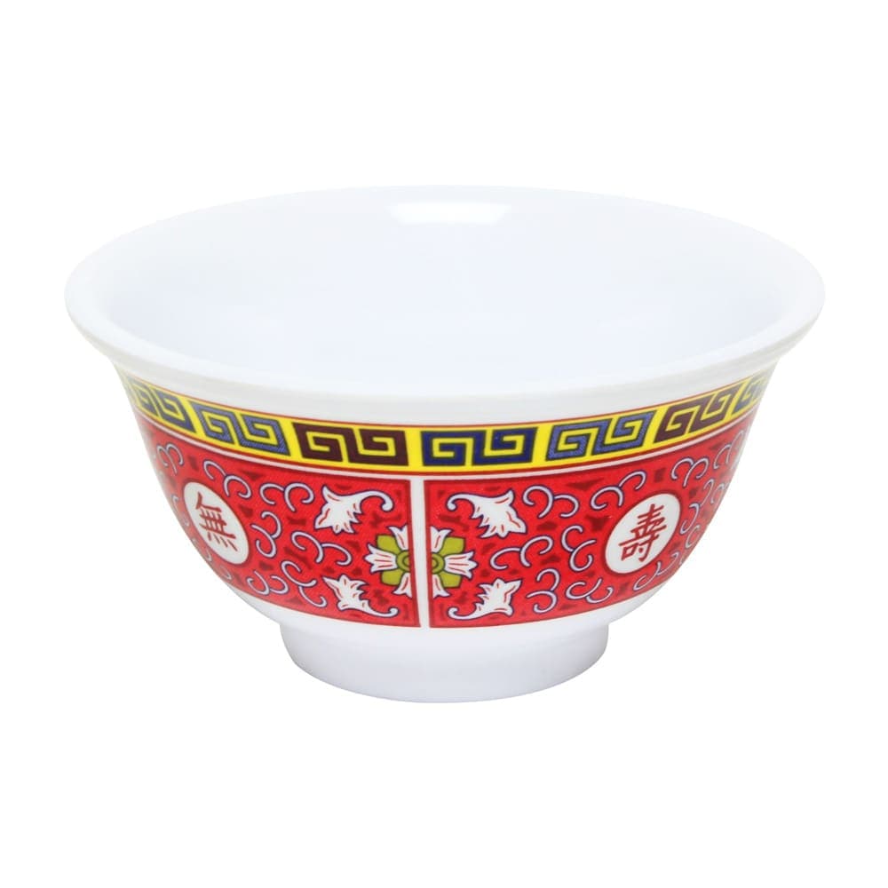 Thunder Group 3008TR 6 oz Longevity Rice Bowl - Melamine, Red/White