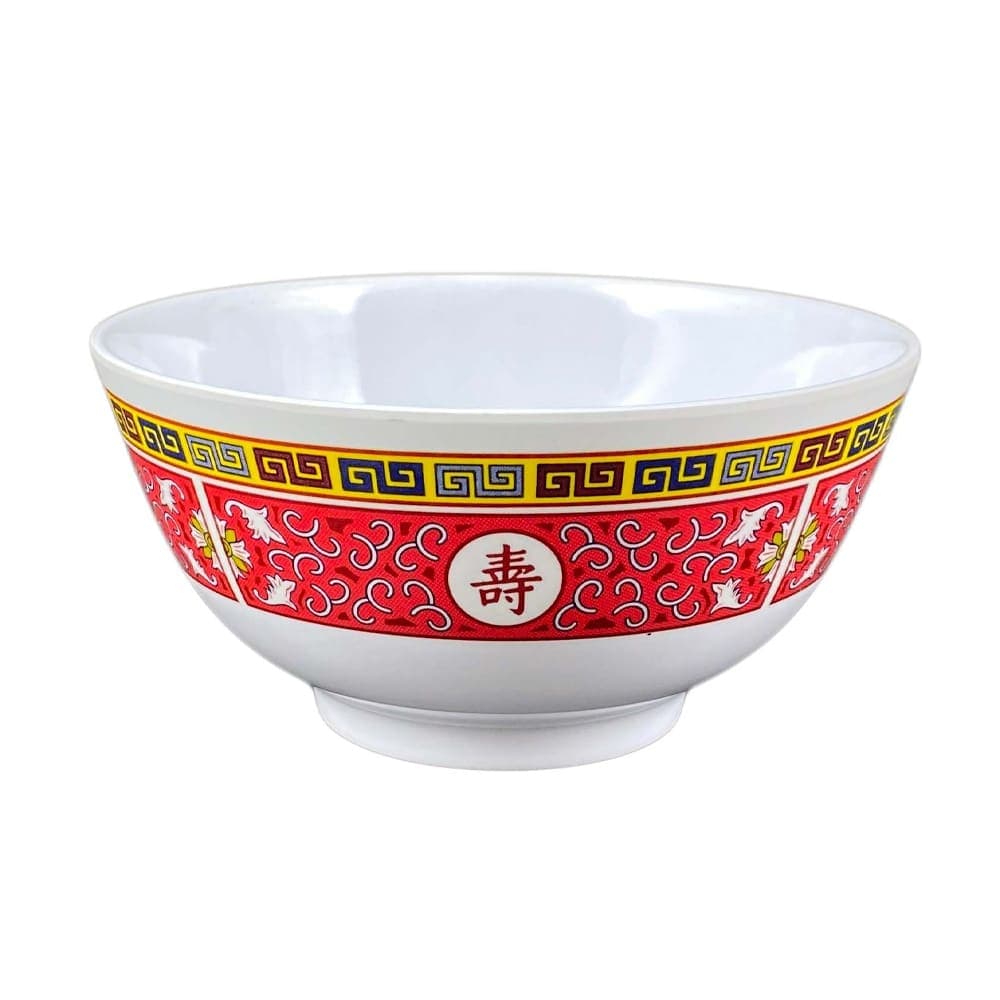 Thunder Group 5207TR 39 oz Melamine Rice Bowl, Red/White