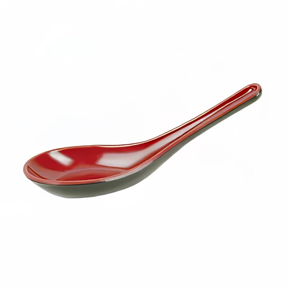 Thunder Group 7003JBR 3/4 oz Melamine Soba/Rice Spoon, Red/Black