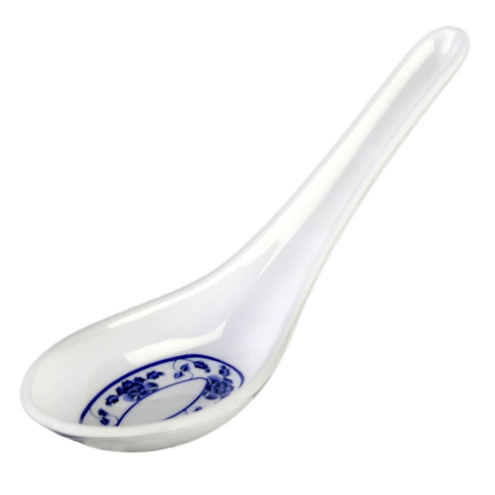 Thunder Group 7004TB 3/4 oz Melamine Soup Spoon, White/Blue
