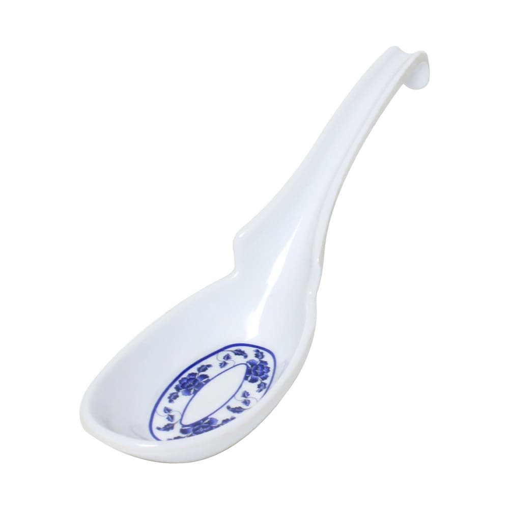 Thunder Group 7100TB 1 oz Melamine Soup Spoon, White/Blue