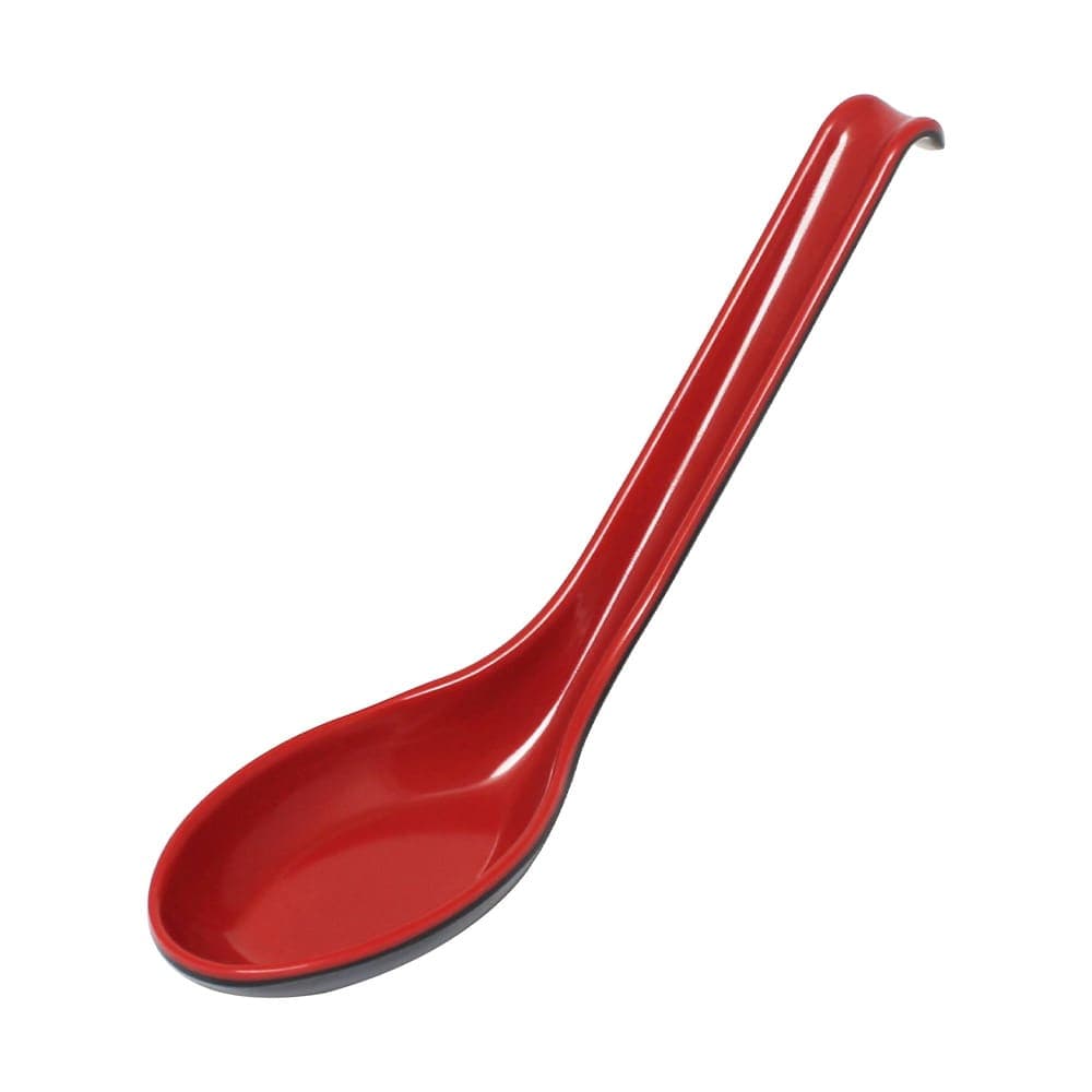 Thunder Group 7200JBR 5/8 oz Melamine Soba/Rice Spoon, Red/Black