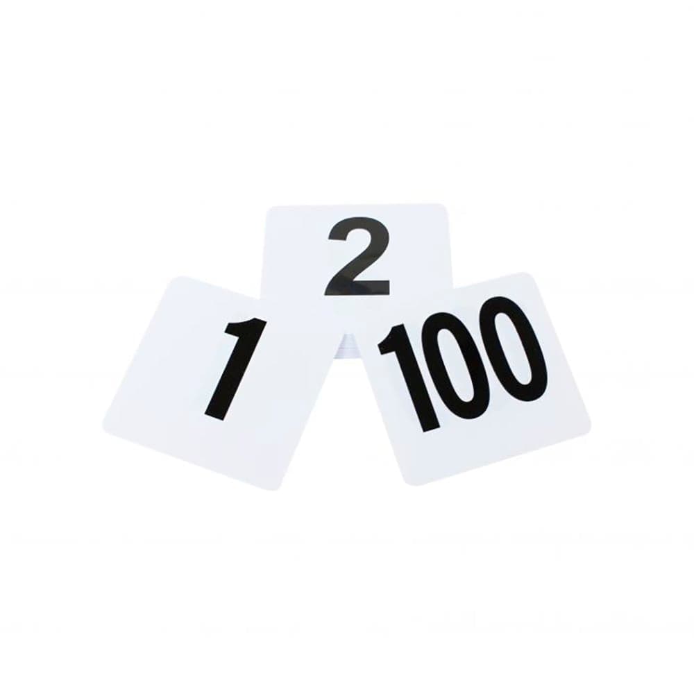 Thunder Group PLTN4100 Tabletop Number Cards - #1 - 100, 4" x 4", White/Black