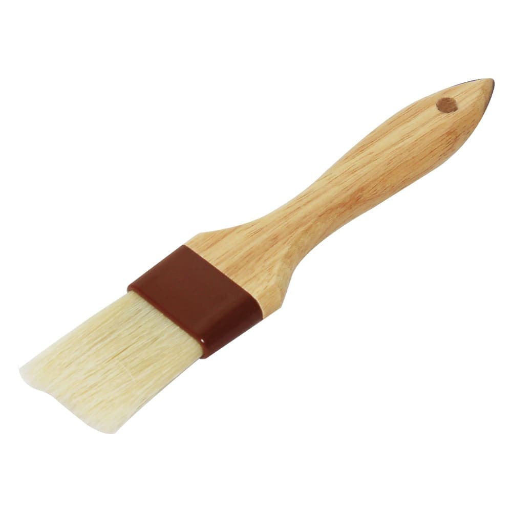 Thunder Group WDPB002 1 1/2" Flat Pastry Brush - Boar Bristles, Brown Plastic Ferrule, Wood Handle