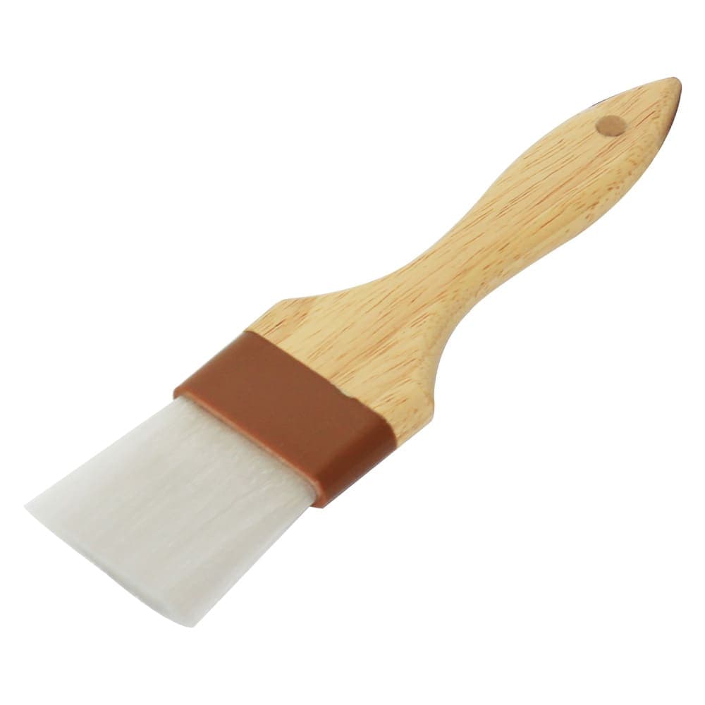Thunder Group WDPB003N 2" Flat Pastry Brush - Nylon Bristles, Brown Plastic Ferrule, Wood Handle