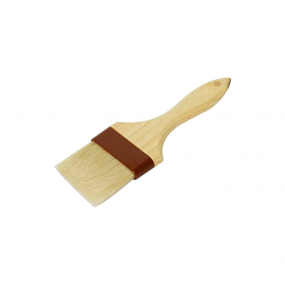 Thunder Group WDPB004 3" Flat Pastry Brush - Boar Bristles, Brown Plastic Ferrule, Wood Handle