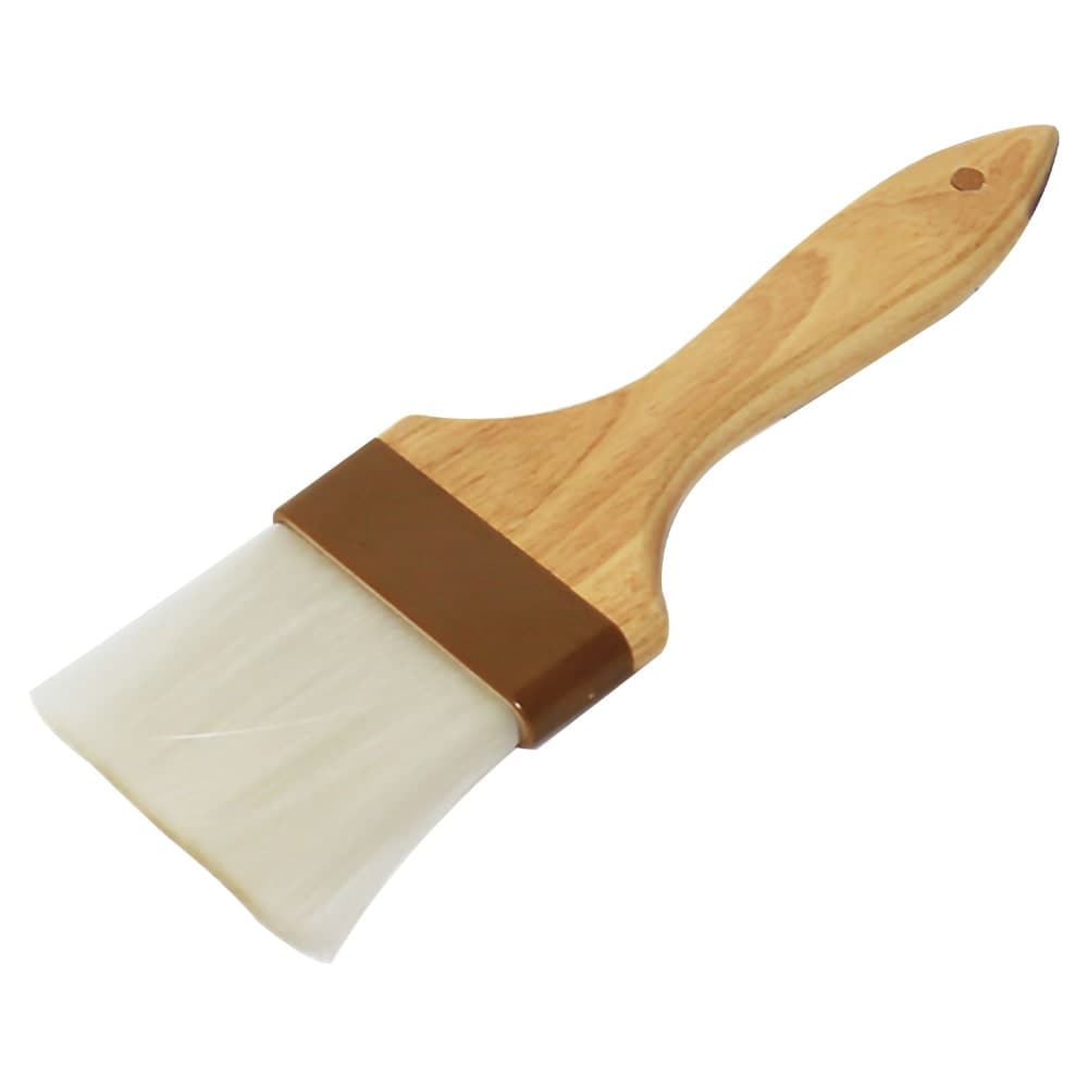 Thunder Group WDPB004N 3" Flat Pastry Brush - Nylon Bristles, Brown Plastic Ferrule, Wood Handle