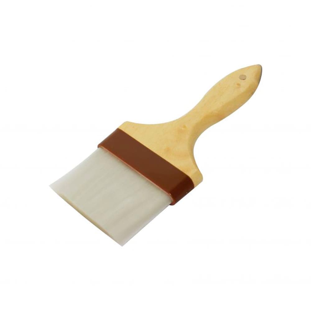 Thunder Group WDPB005N 4" Flat Pastry Brush - Nylon Bristles, Brown Plastic Ferrule, Wood Handle