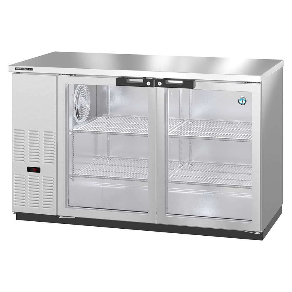 Hoshizaki BB59-G-S 59 1/2" Bar Refrigerator - 2 Swinging Glass Doors, Stainless, 115v