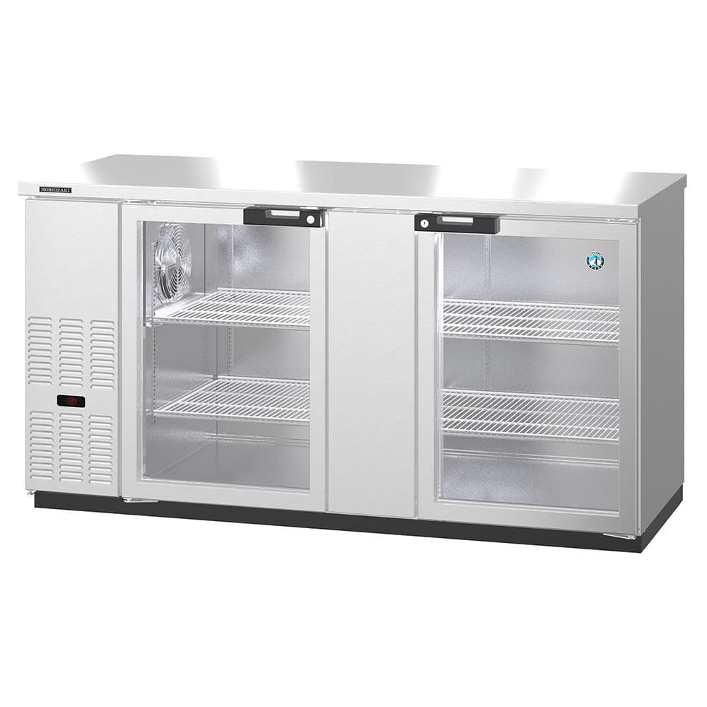 Hoshizaki BB69-G-S 69 1/2" Bar Refrigerator - 2 Swinging Glass Doors, Stainless, 115v