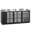 Hoshizaki BB80-G 80" Bar Refrigerator - 3 Swinging Glass Doors, Black, 115v thumbnail 3