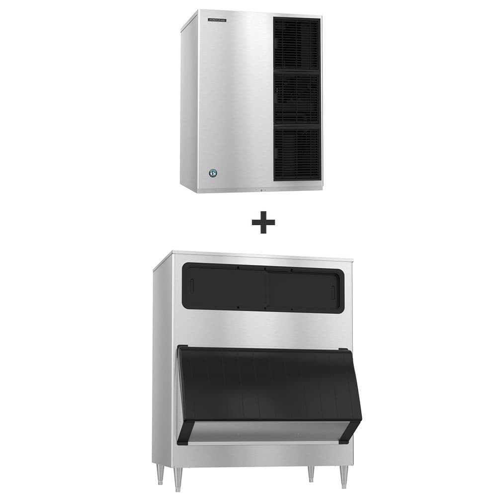 Hoshizaki KM-1340MWJ/B-1150SS 1323 lb KM Series Crescent Cube Ice Machine w/ Bin - 1148 lb Storage, Water Cooled, 208-230v