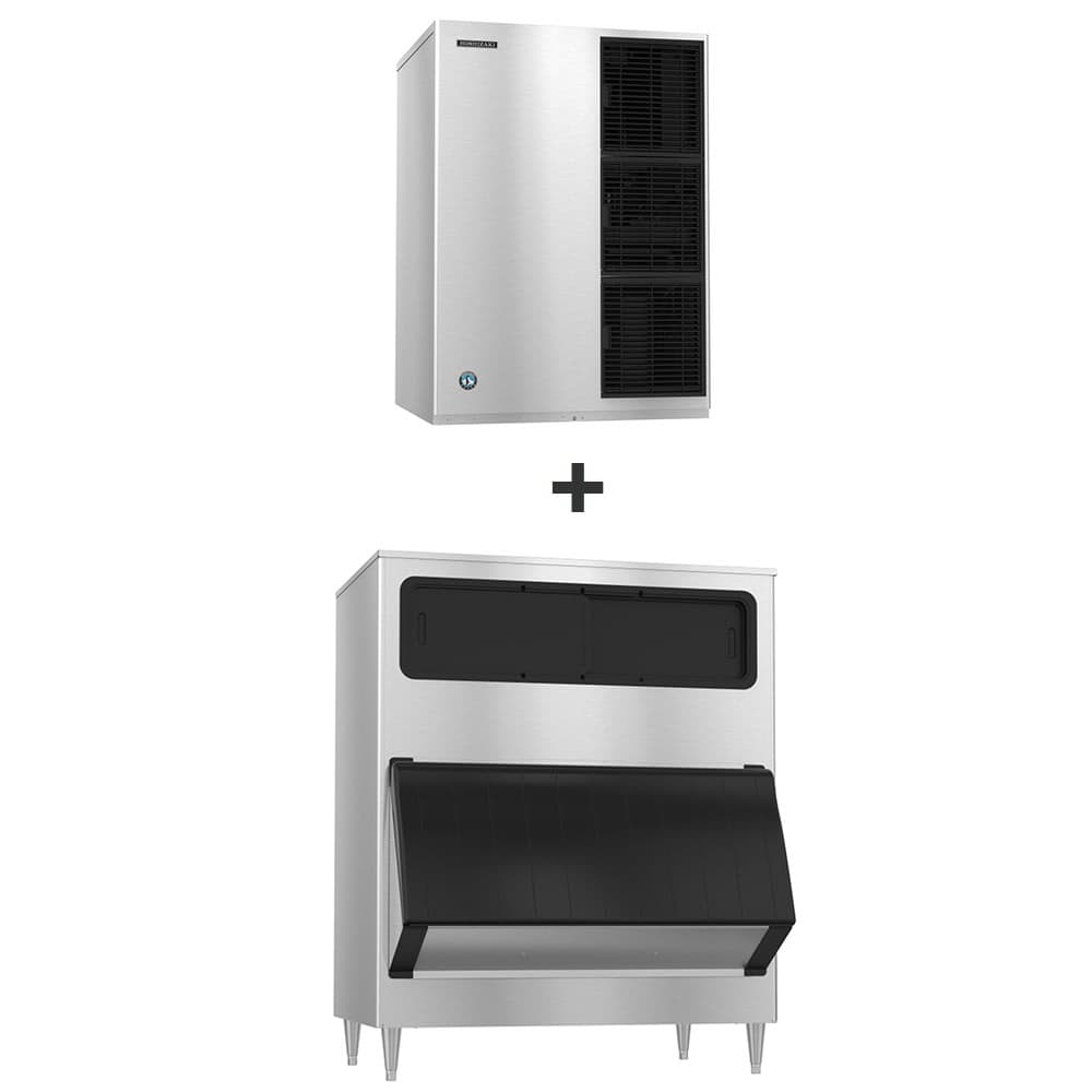 Hoshizaki KM-1340MWJ/B-1300SS 1323 lb KM Series Crescent Cube Ice Machine w/ Bin - 1304 lb Storage, Water Cooled, 208-230v