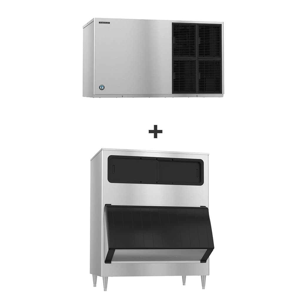 Hoshizaki KM-1601SAJ3/B-1150SS 1513 lb KM Series Crescent Cube Ice Machine w/ Bin - 1148 lb Storage, Air Cooled, 208-230v