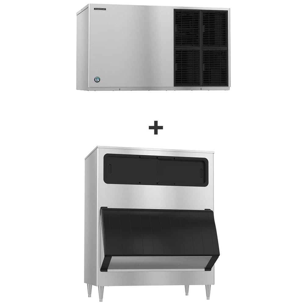 Hoshizaki KM-1601SAJ3/B-1300SS 1513 lb KM Series Crescent Cube Ice Machine w/ Bin - 1304 lb Storage, Air Cooled, 208-230v