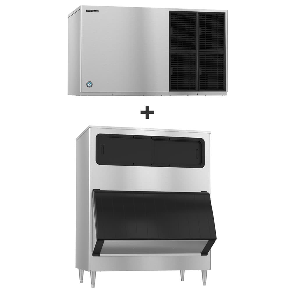 Hoshizaki KM-1601SAJ/B-1150SS 1513 lb KM Series Crescent Cube Ice Machine w/ Bin - 1148 lb Storage, Air Cooled, 208-230v