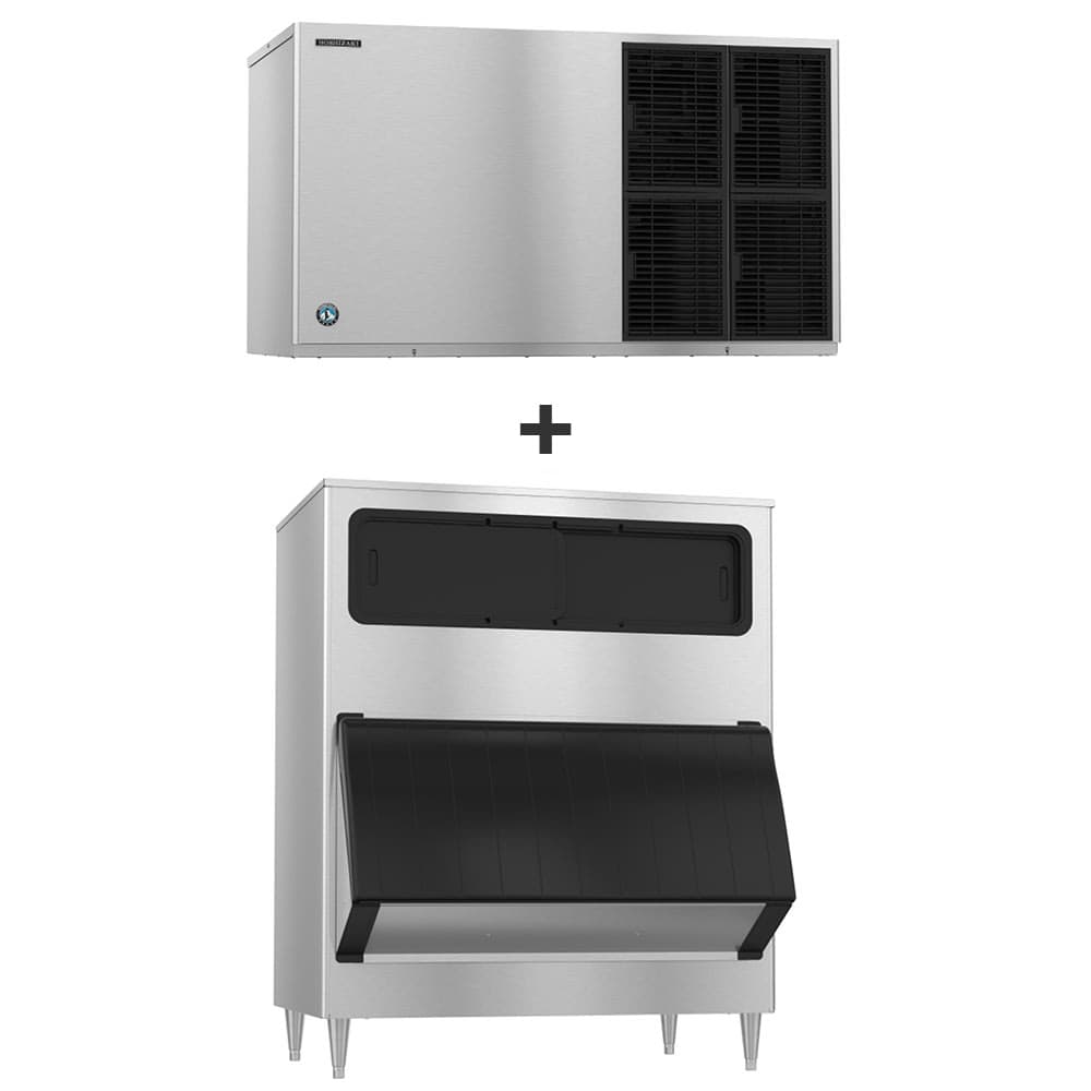 Hoshizaki KM-1601SWJ/B-1300SS 1660 lb KM Series Crescent Cube Ice Machine w/ Bin - 1304 lb Storage, Water Cooled, 208-230v