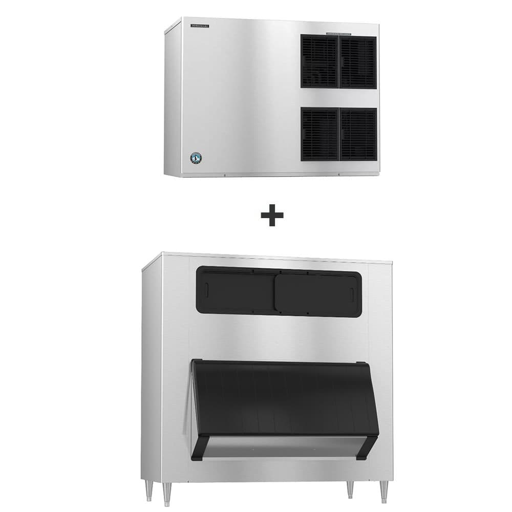 Hoshizaki KM-1900SWJ3/B-1650SS 1880 lb KM Series Crescent Cube Ice Machine w/ Bin - 1605 lb Storage, Water Cooled, 208-230v