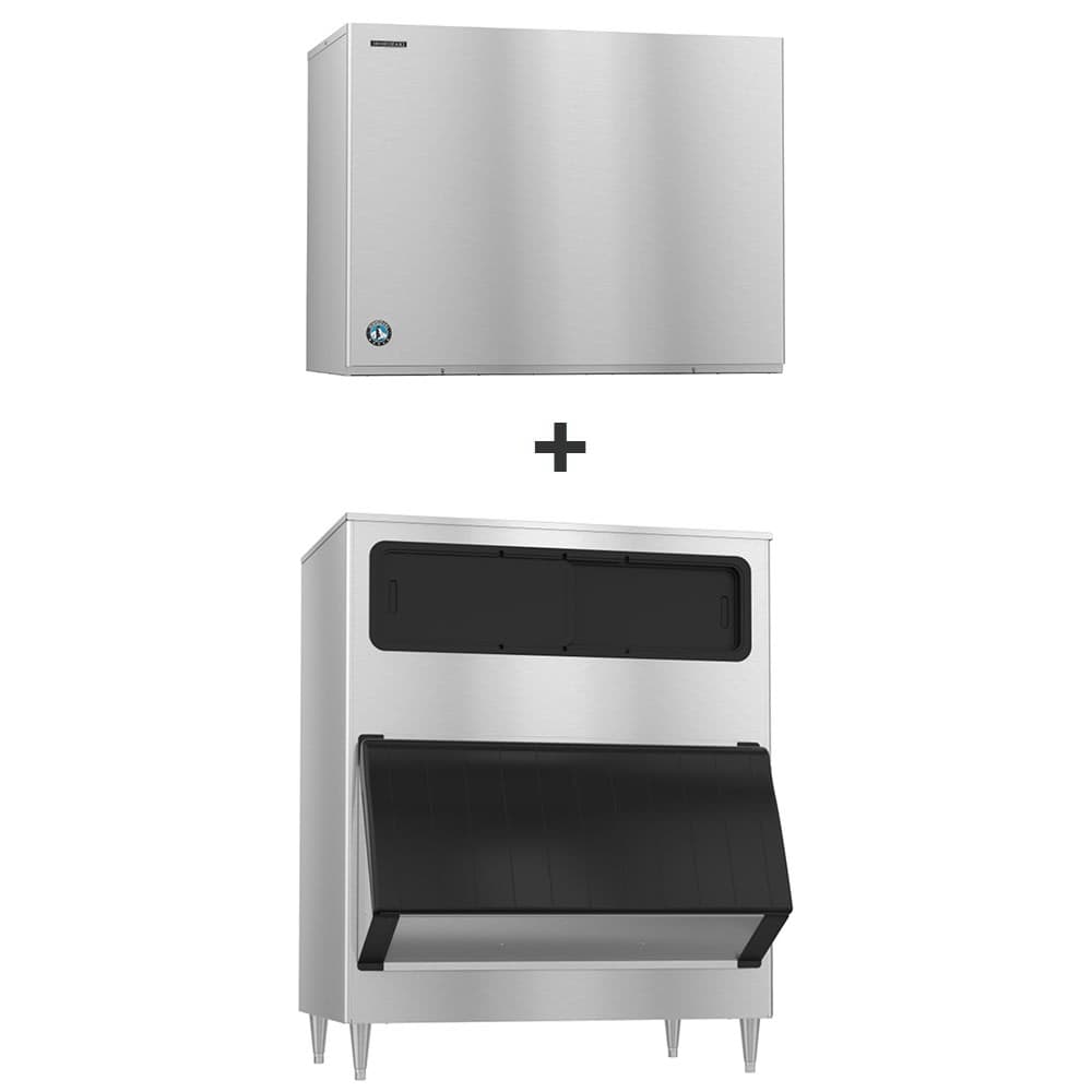 Hoshizaki KM-2200SWJ3/B-1150SS 2221 lb KM Series Crescent Cube Ice Machine w/ Bin - 1148 lb Storage, Water Cooled, 208-230v