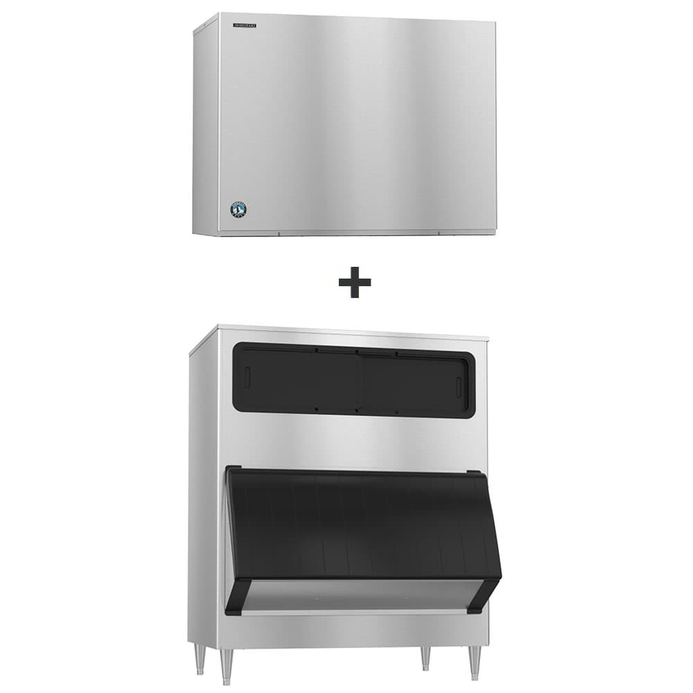 Hoshizaki KM-2200SWJ3/B-1300SS 2221 lb KM Series Crescent Cube Ice Machine w/ Bin - 1304 lb Storage, Water Cooled, 208-230v