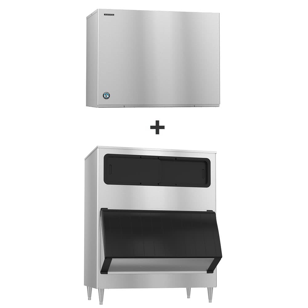 Hoshizaki KM-2600SWJ3/B-1300SS 2482 lb KM Series Crescent Cube Ice Machine w/ Bin - 1304 lb Storage, Water Cooled, 208-230v