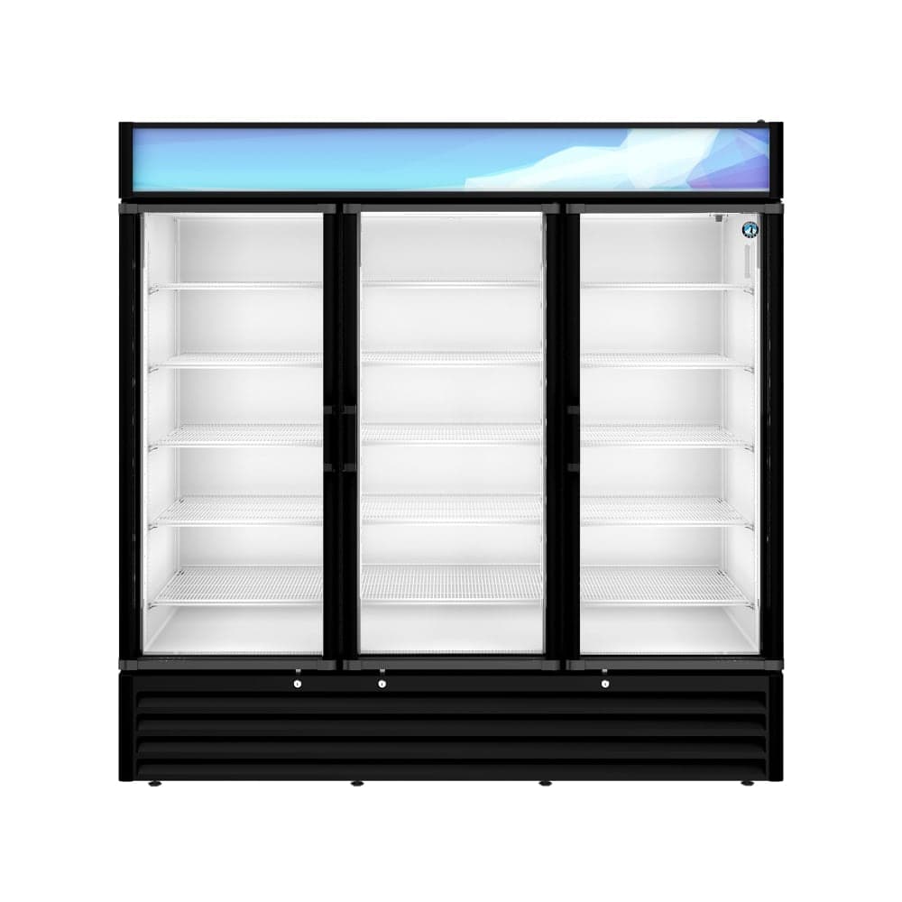 Hoshizaki RM-65-HC-BLK 78" RM Series Three Section Glass Door Merchandiser - (3) Left/Right Hinge Doors, Black, 115v