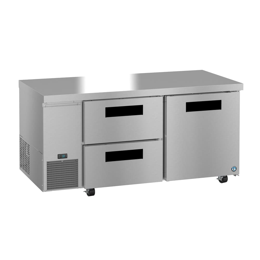 Hoshizaki ULR67B-D2 67" Steelheart Undercounter Refrigerator w/ (2) Sections, (1) Door & (2) Drawers, 115v