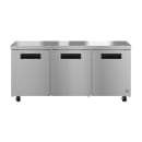 Hoshizaki UR72B 72" W Undercounter Refrigerator w/ (3) Sections & (3) Doors, 115v thumbnail 2
