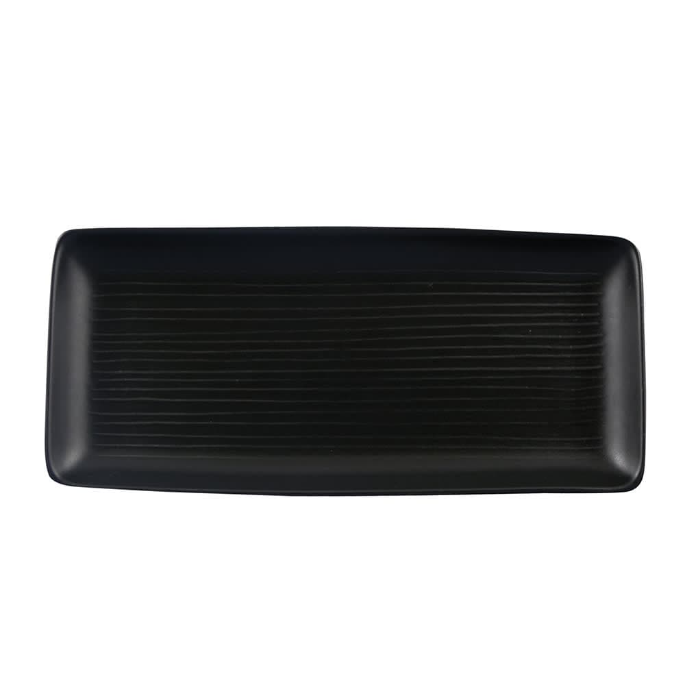 Dudson EJ356 14" x 6 1/2" Rectangular Evo Chef's Tray - Ceramic, Jet